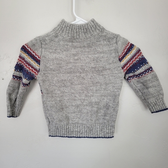 Cat & Jack Toddler Boy 2T Grey Sweater Toggle Button Red Blue Knit Fall Winter - Picture 4 of 8